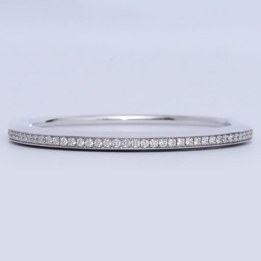 TIFFANY&CO. Narrow Bangle Half Pave 18K WG Size ONE SIZE