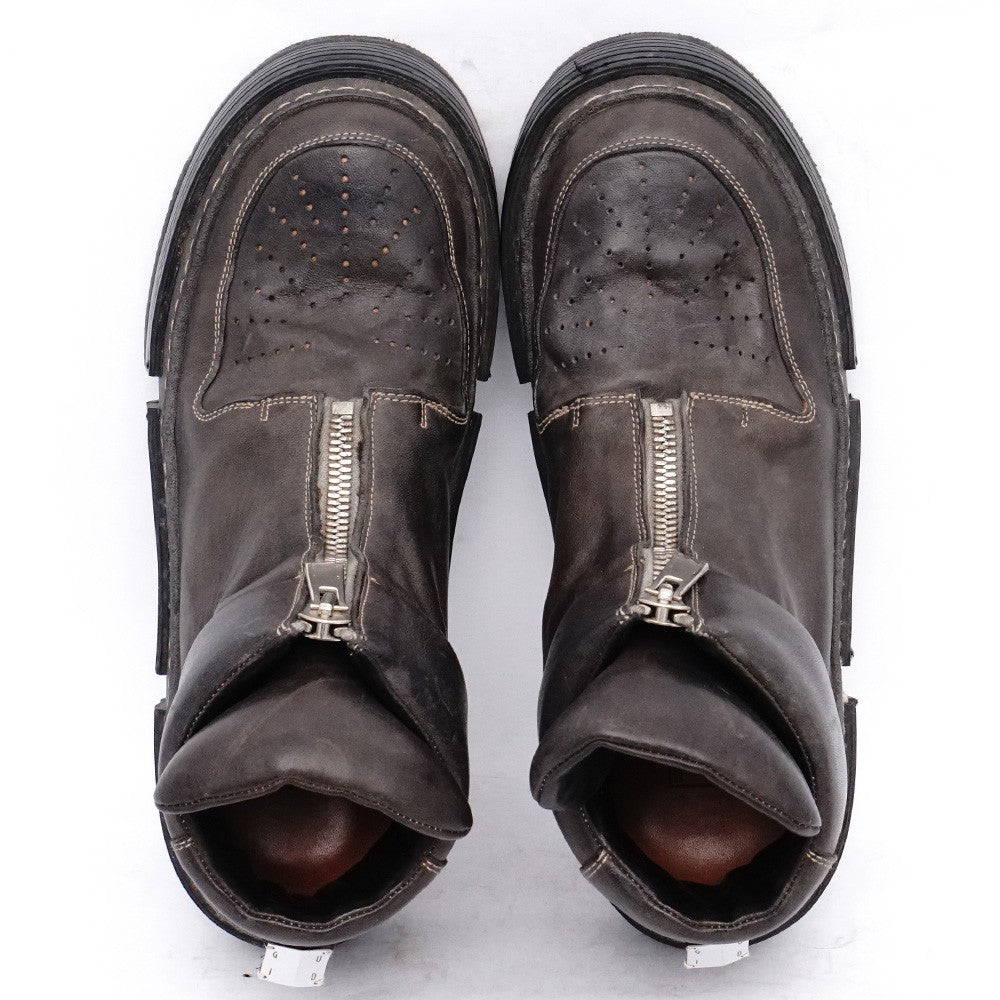 GUIDI Horse Full Grain Front Zip Boots Dark Gray Size EU 42