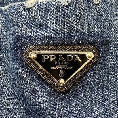 PRADA 2021 Triangle Logo Zip Denim Jacket Indigo Size S