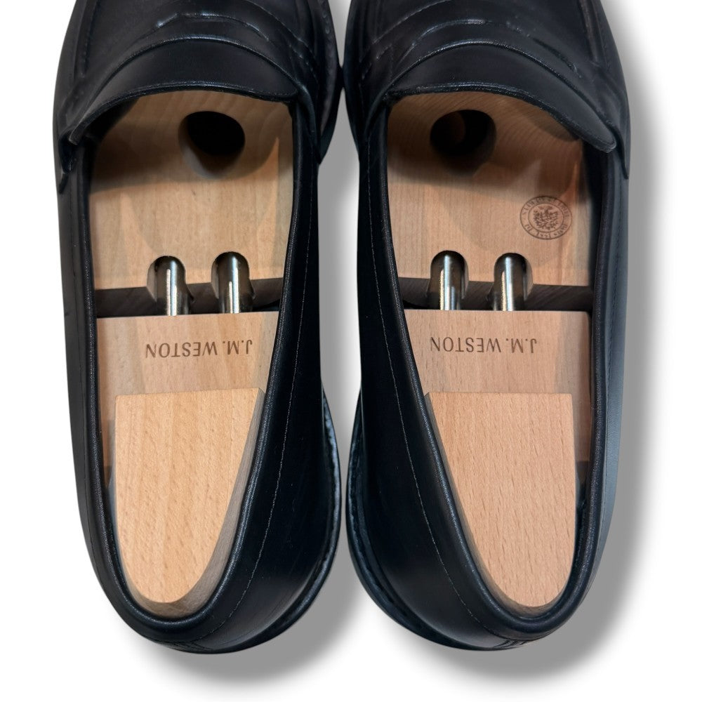 J.M WESTON Black Leather Loafers Size 10