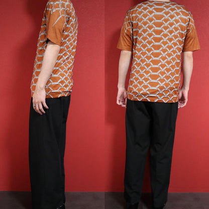 Issey Miyake Archive Patterned Pleated Orange T-Shirt Size 2