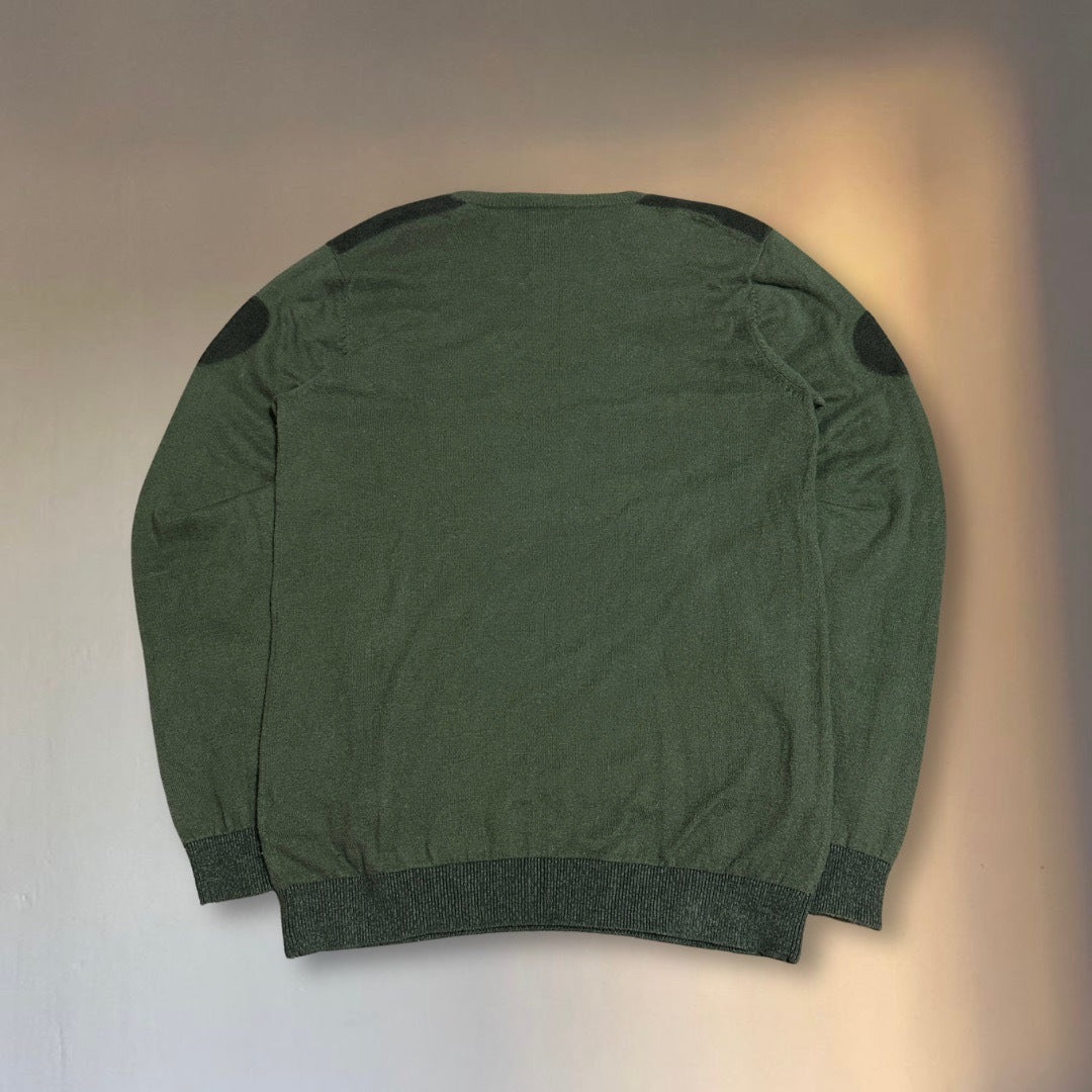 DIESEL Olive Green Cotton Panel Knit Sweater