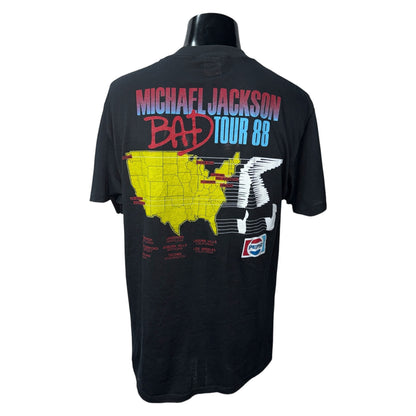 Michael Jackson 80s BAD TOUR 88 80's Vintage T-Shirt Black Size XL