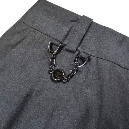 Celine Triomphe Chain Center Press Wool Slacks Gray Size 38
