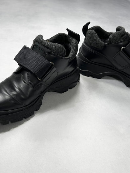 Prada velcro leather tech shoes (F/W 1999) Black Size 9