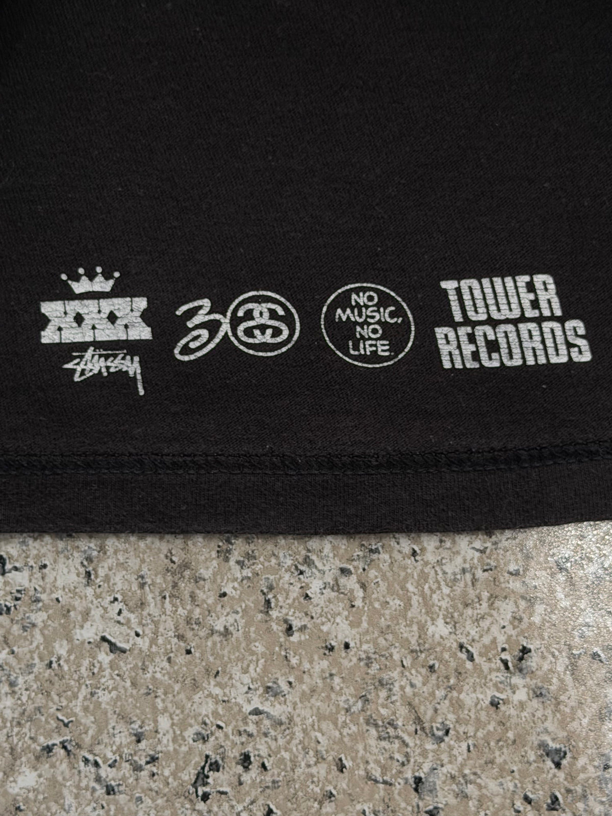 TOWER RECORDS x STUSSY Rainbow Music Is T-Shirt Black Size S