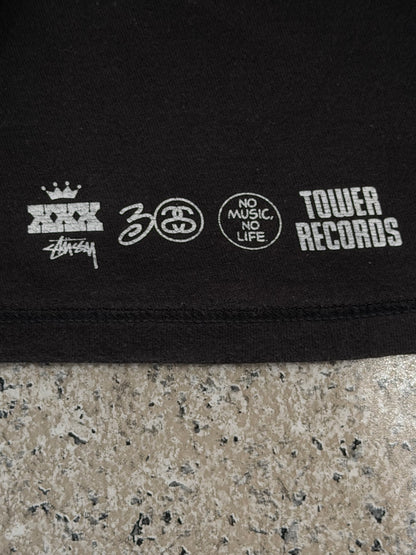 TOWER RECORDS x STUSSY Rainbow Music Is T-Shirt Black Size S
