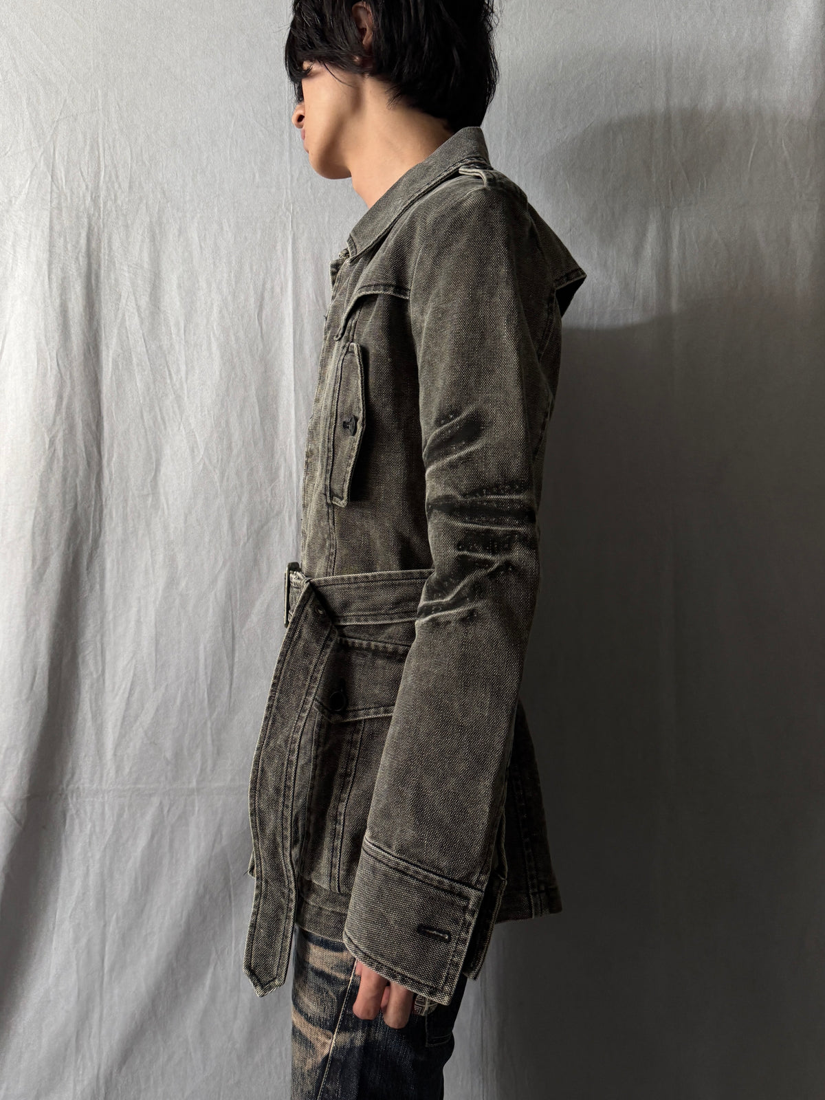 5351 POUR LES HOMMES Washed Belted Denim Jacket Size 3