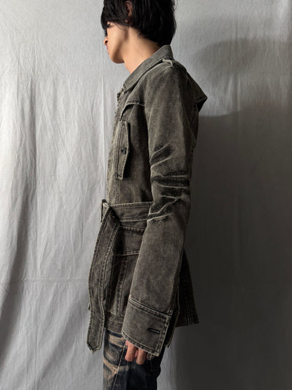 5351 POUR LES HOMMES Washed Belted Denim Jacket Size 3