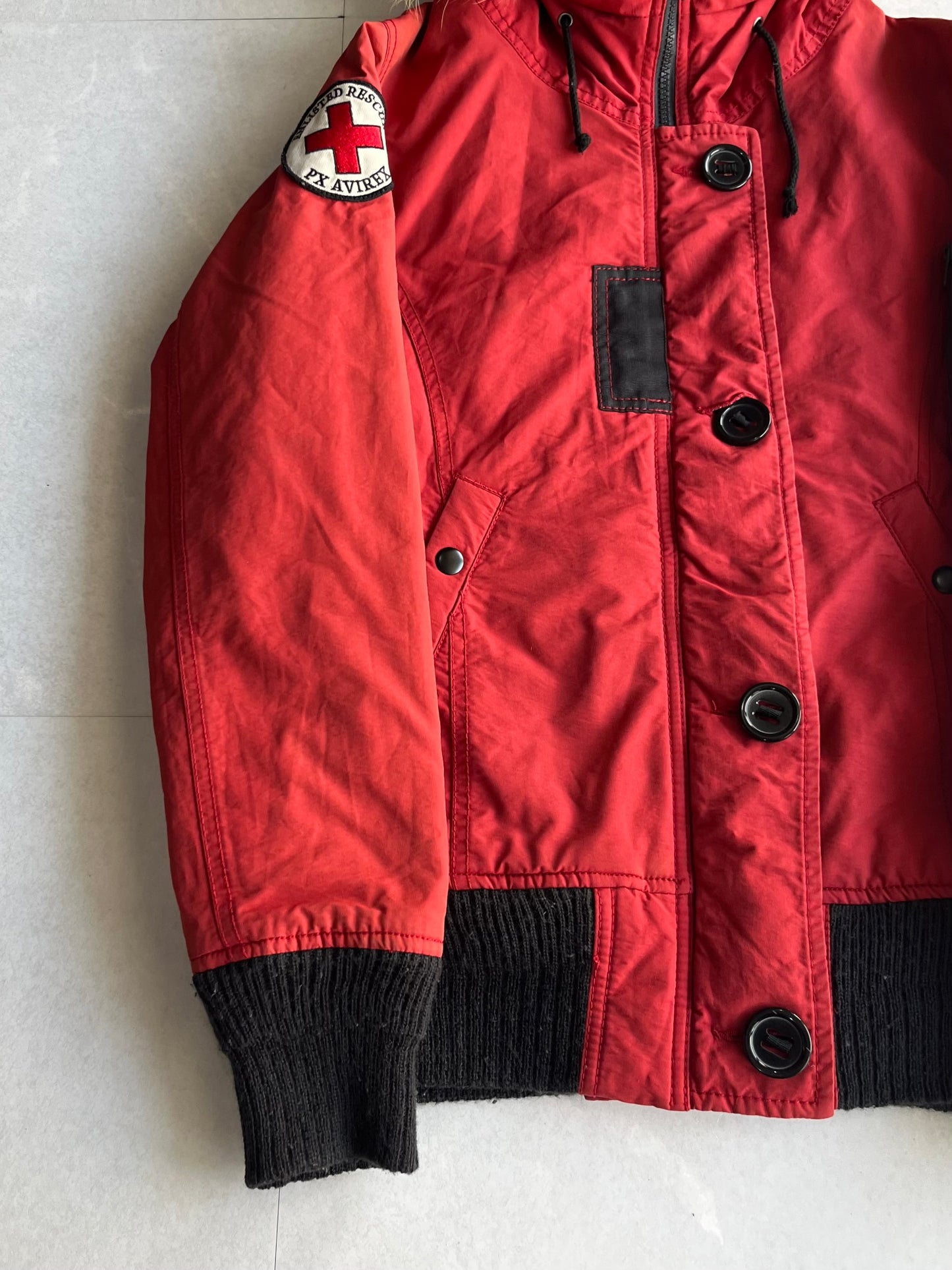 Avirex Red Gimmick Fur Jacket Size M