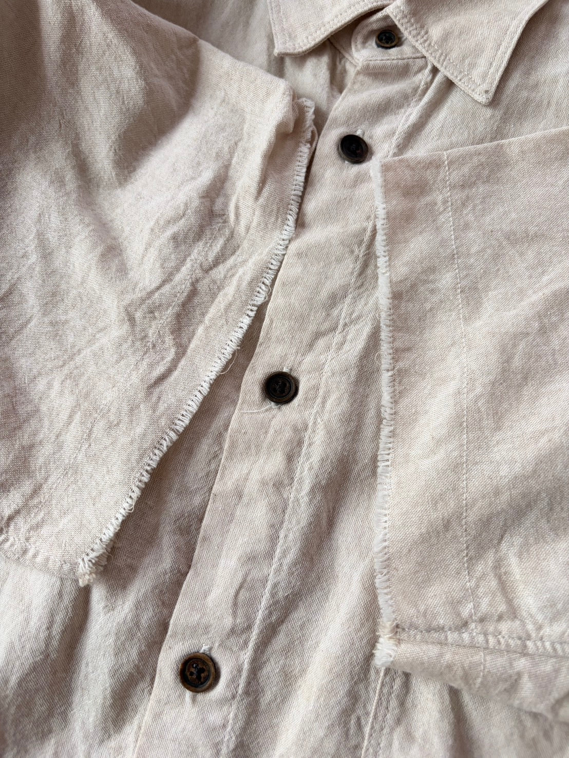 DIESEL BLACKGOLD Cotton Linen Raw Edge Sleeve Shirt Size 48
