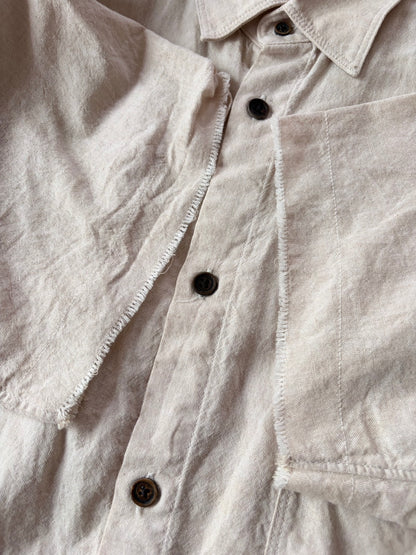 DIESEL BLACKGOLD Cotton Linen Raw Edge Sleeve Shirt Size 48