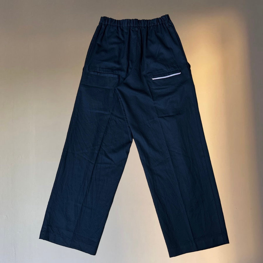 NEON SIGN 21AW Black 100% Wool Draped Wide Slacks