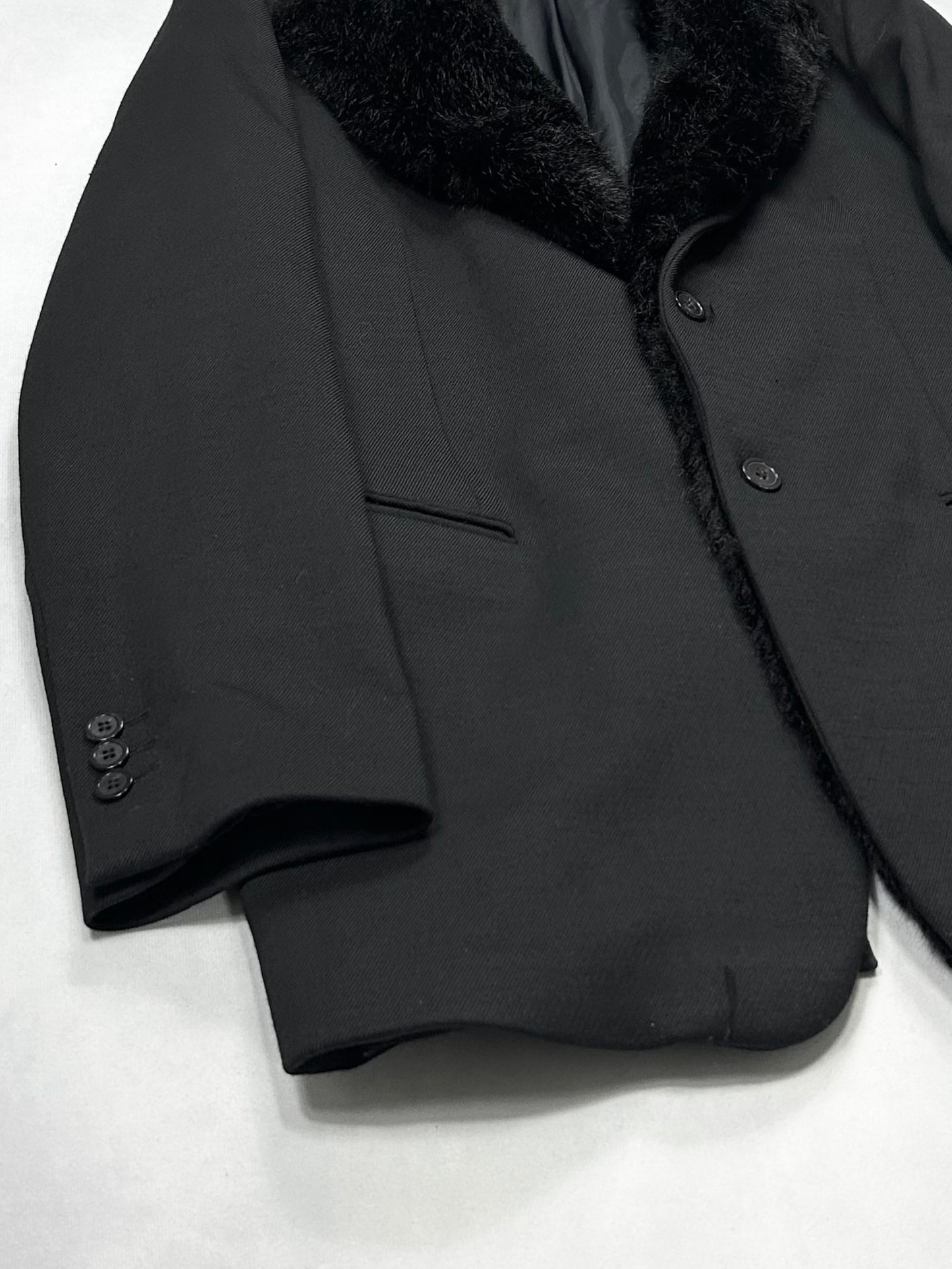 Emporio Armani Black Fur Collar Tailored Jacket Size 58