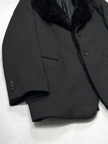 Emporio Armani Black Fur Collar Tailored Jacket Size 58