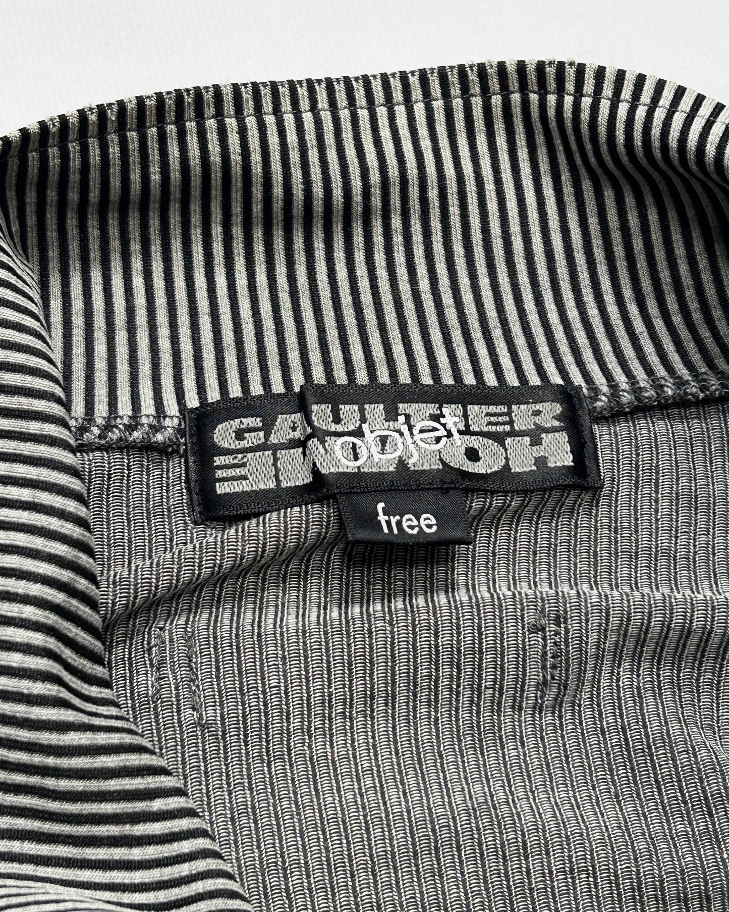GAULTIER HOMME object Paneled Ribbed Top Black Size FREE