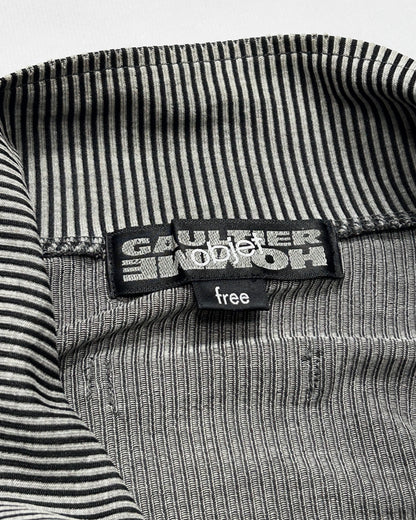 GAULTIER HOMME object Paneled Ribbed Top Black Size FREE