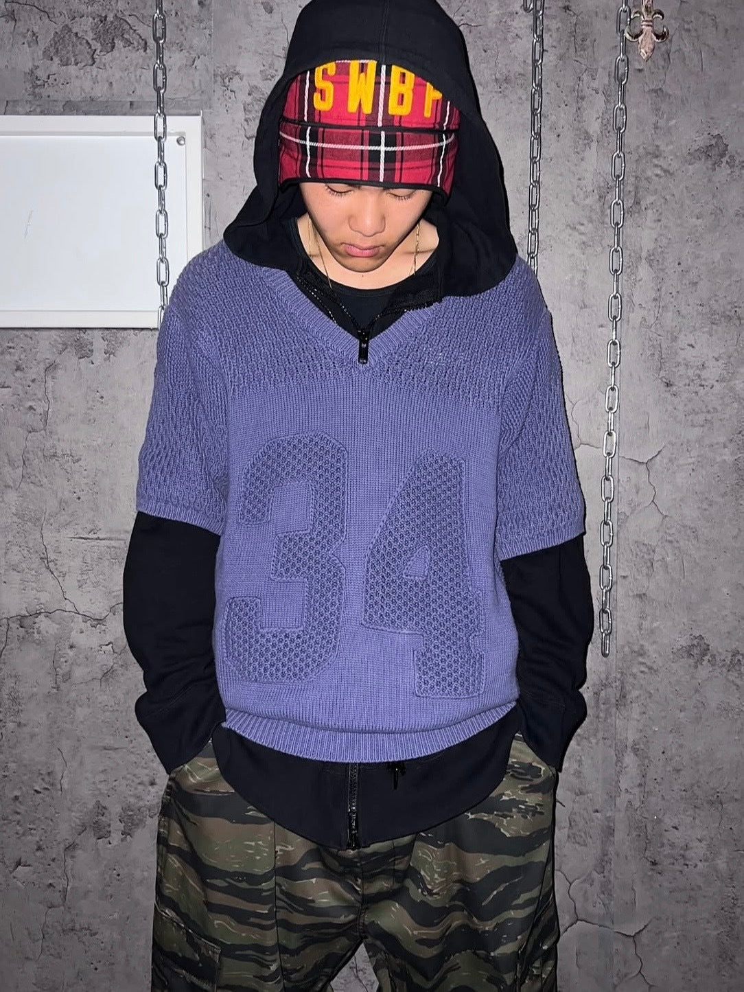 PHENOMENON 14ss Number Cotton Knit Purple Size L