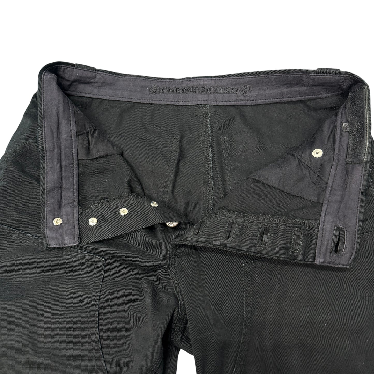 CHROME HEARTS Black Silver 925 Double Work Pants Size 32