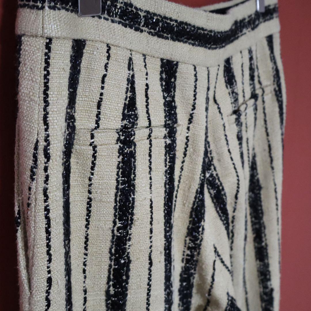 Christian Dior Striped Silk Blend Wide Pants Size 40