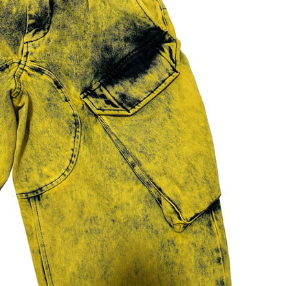 MARQUES ALMEIDA AW20 Acid Washed Cotton Pants Yellow Size S
