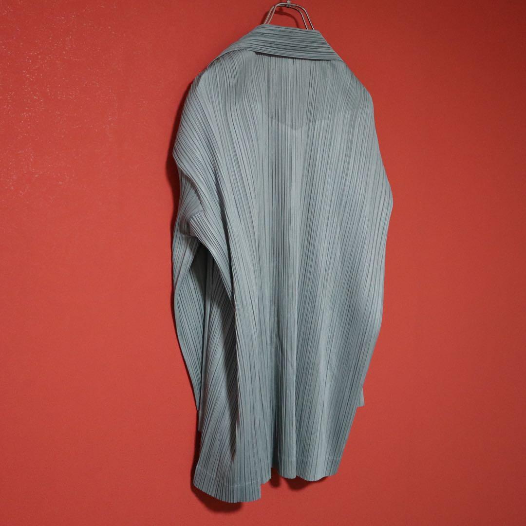 Issey Miyake Pleated Buttonless Long Coat Gray Size M