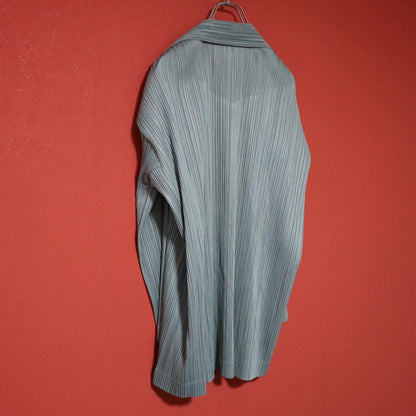 Issey Miyake Pleated Buttonless Long Coat Gray Size M