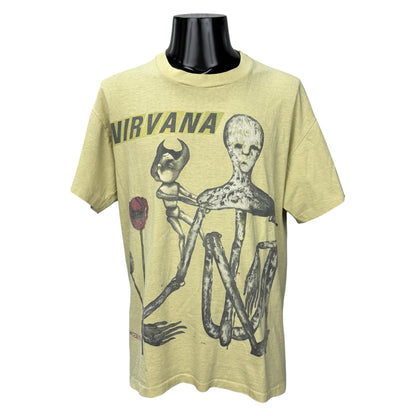 NIRVANA 90s "Incesticide" Kurt Cobain Art T-Shirt Size L