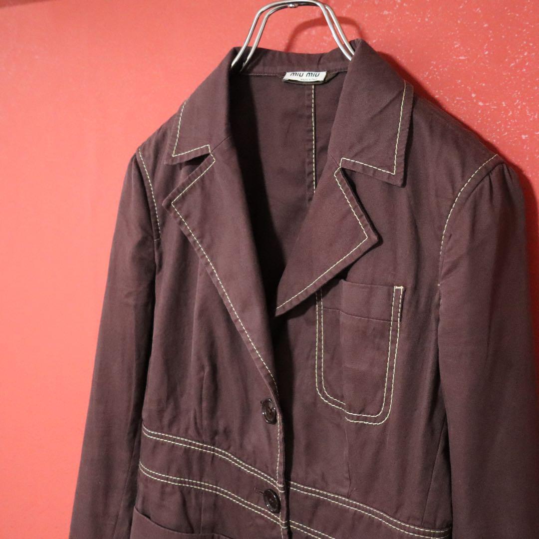 Miu Miu Stitched Bordeaux Tailored Jacket Size 40