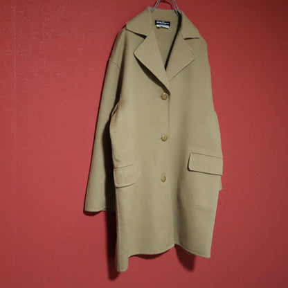 Salvatore Ferragamo Beige Wool Chesterfield Coat Size 40