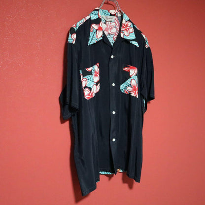 SUN SURF 00s Artvogue Hula Girl Open Collar Shirt Size L