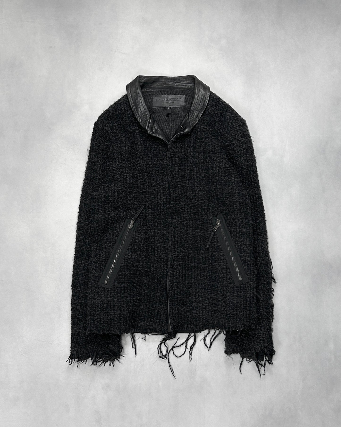Isamu Katayama Backlash Black Tweed Fringe Jacket Size 1