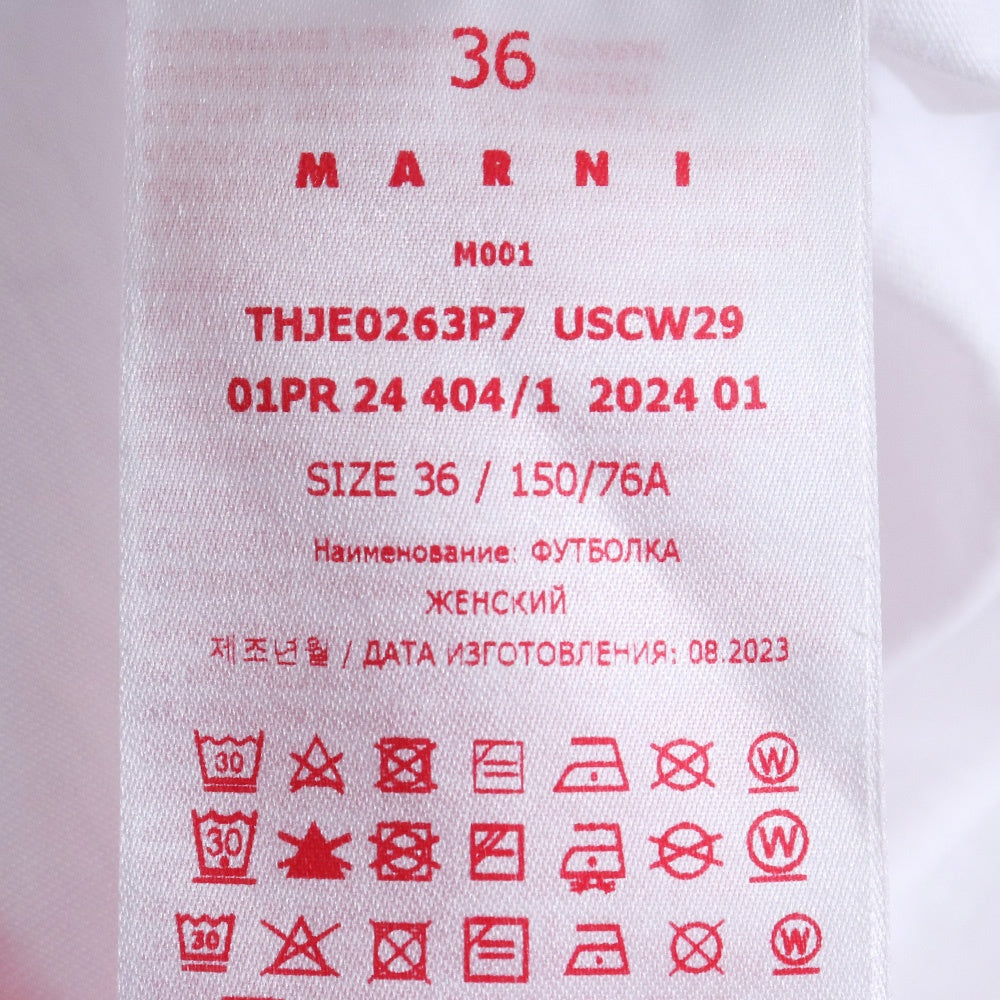 Marni White Cotton Print Logo T-Shirt Size 36