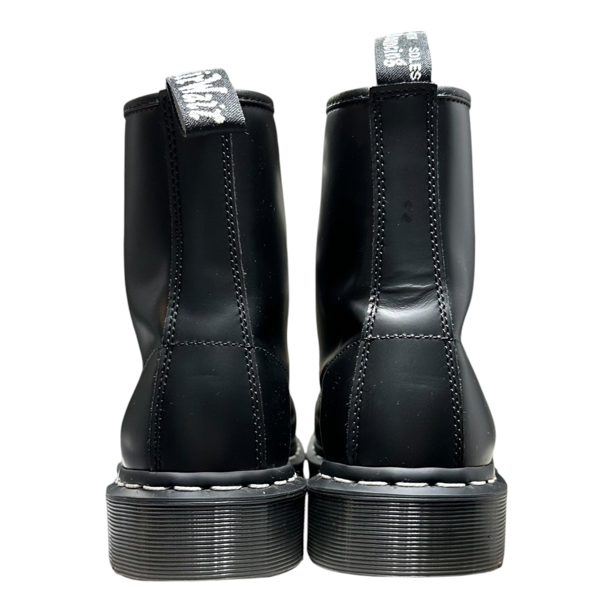 DR.MARTENS 1460 White Stitch 8 Eye Boots Black Size 27cm
