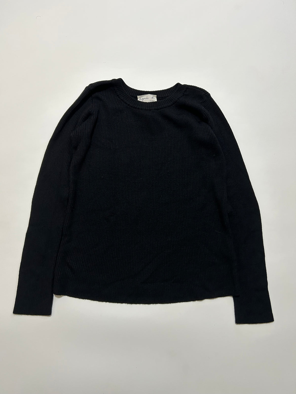 AGNES B. 90s Ribbed Knit Wool Sweater Black
