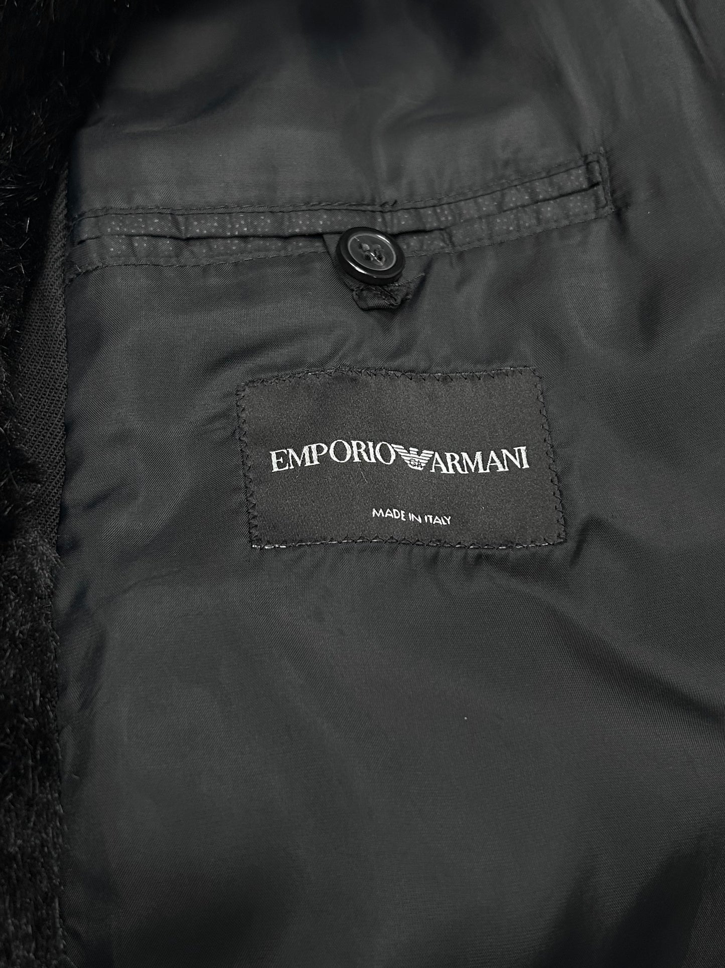 Emporio Armani Black Fur Collar Tailored Jacket Size 58