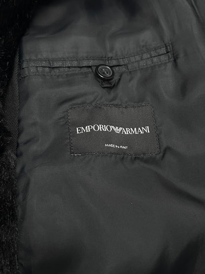 Emporio Armani Black Fur Collar Tailored Jacket Size 58