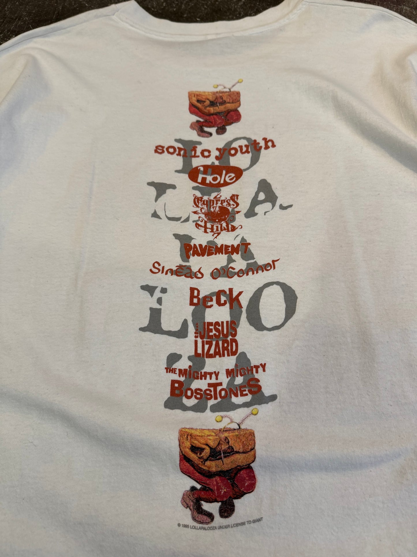 Vintage LOLLAPALOOZA '95 White Cotton T-Shirt Size XL