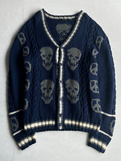 Vintage Milkboy Skull Blue Wool Cardigan Size M