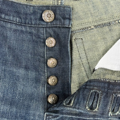 CHROME HEARTS 90s Flare Knee Crossball Button Denim Size 36