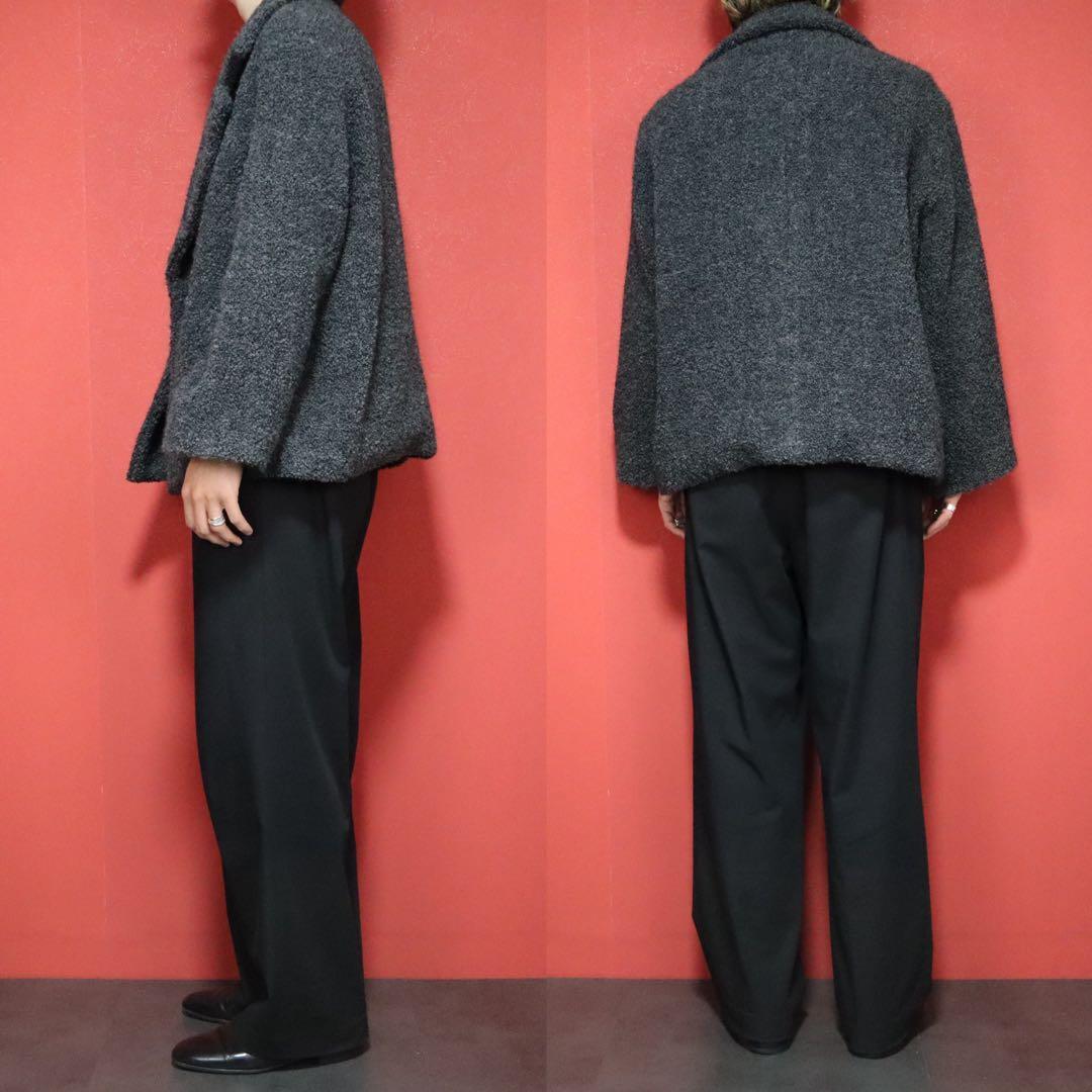 Yohji Yamamoto Gray Wool Nylon Pile Design Coat Size FREE