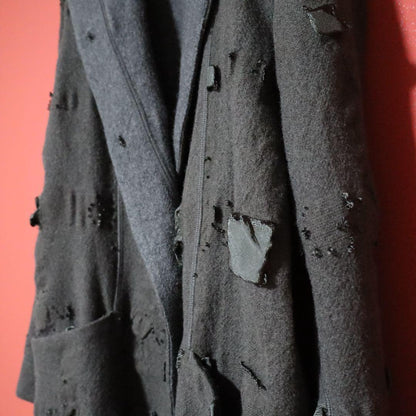 HaaT 13SS Distressed Shawl Collar Wool Long Coat Size 2