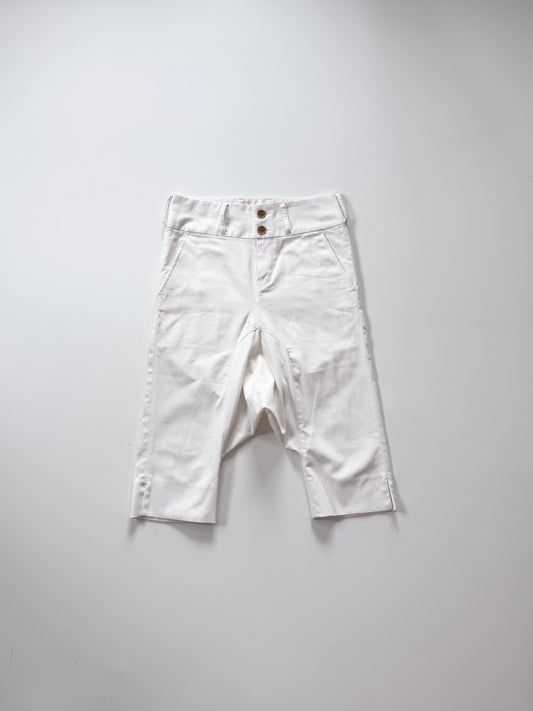 Ganryu White Drop Crotch Cropped Pants