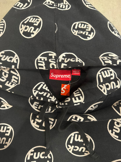 Supreme Fuck Em Pullover Hoodie Black Size M