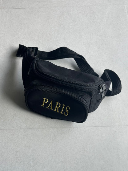 Vintage PARIS Logo Black Bag Adjustable Strap