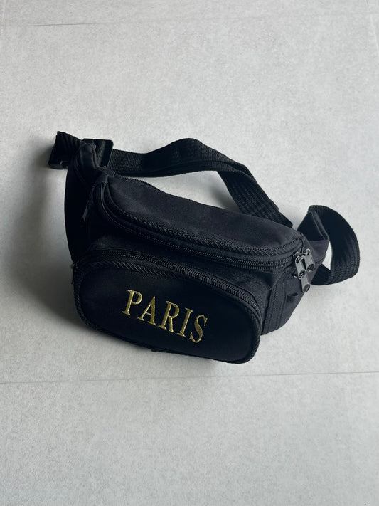 Vintage PARIS Logo Black Bag Adjustable Strap