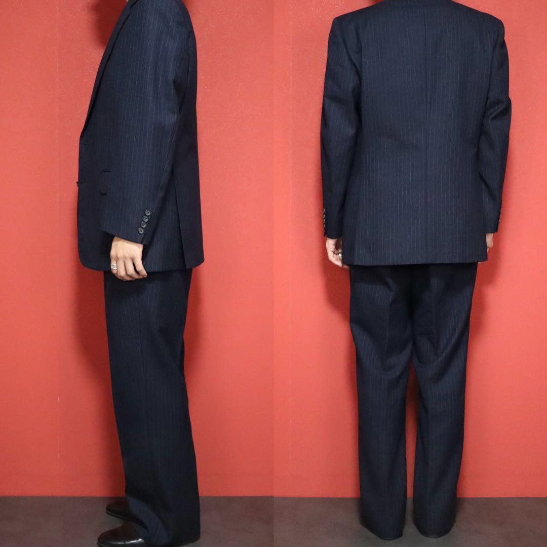 Burberrys 90s Vintage Tasmania Wool Pinstripe Suit Blue Blazer