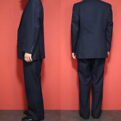 Burberrys 90s Vintage Tasmania Wool Pinstripe Suit Blue Blazer