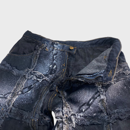 REMAKE Reconstructed Patchwork Chain Black Baggy Size 31