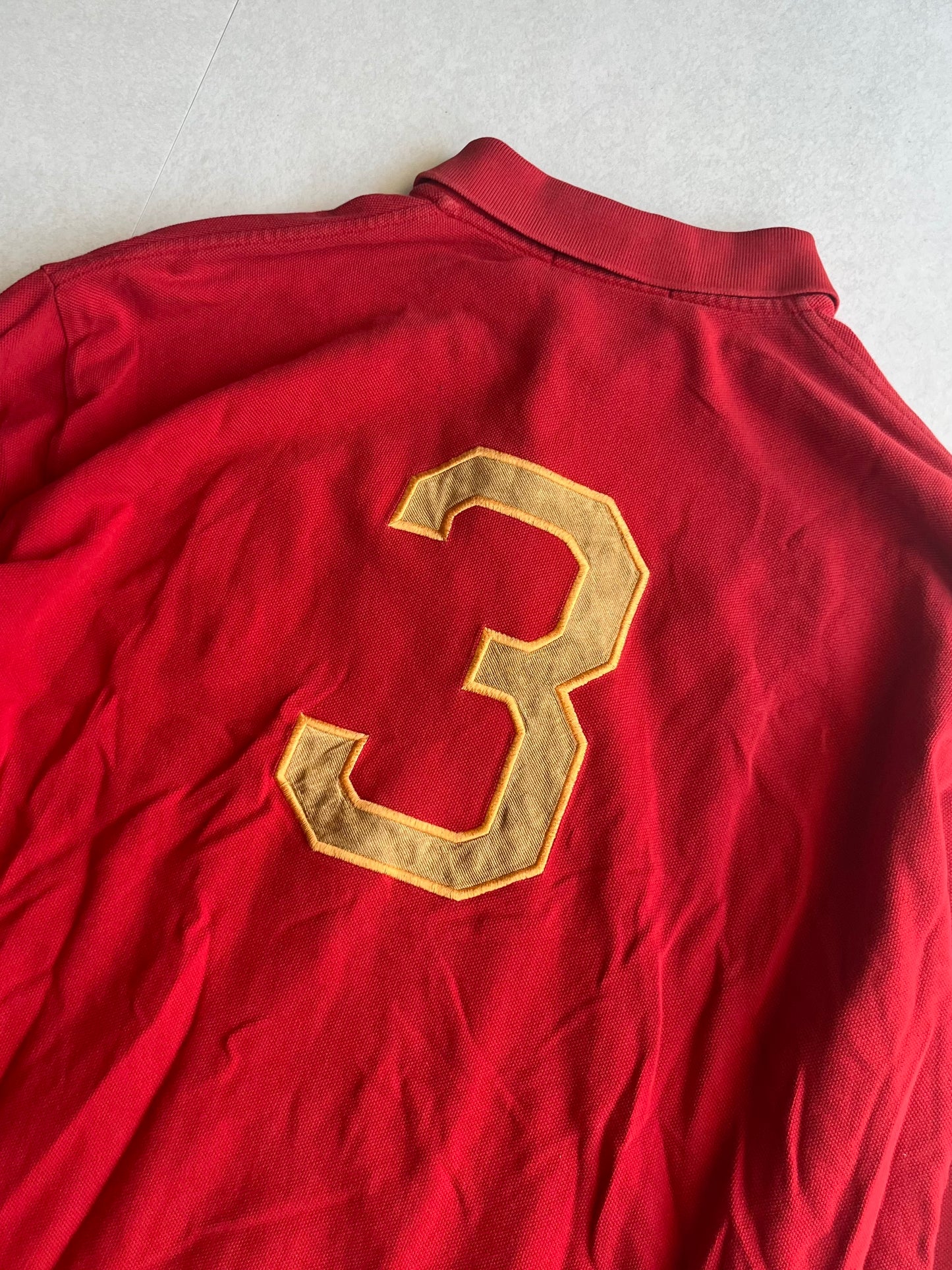 Polo Ralph Lauren Red Number Polo Shirt Size L